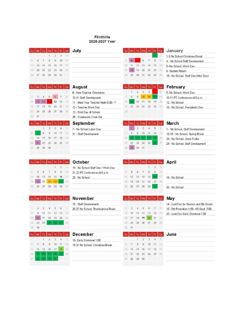 2026-27 School Calendar