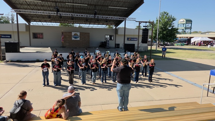 The FHS/FMS stand at attention, just before playing their pieces for the judges.