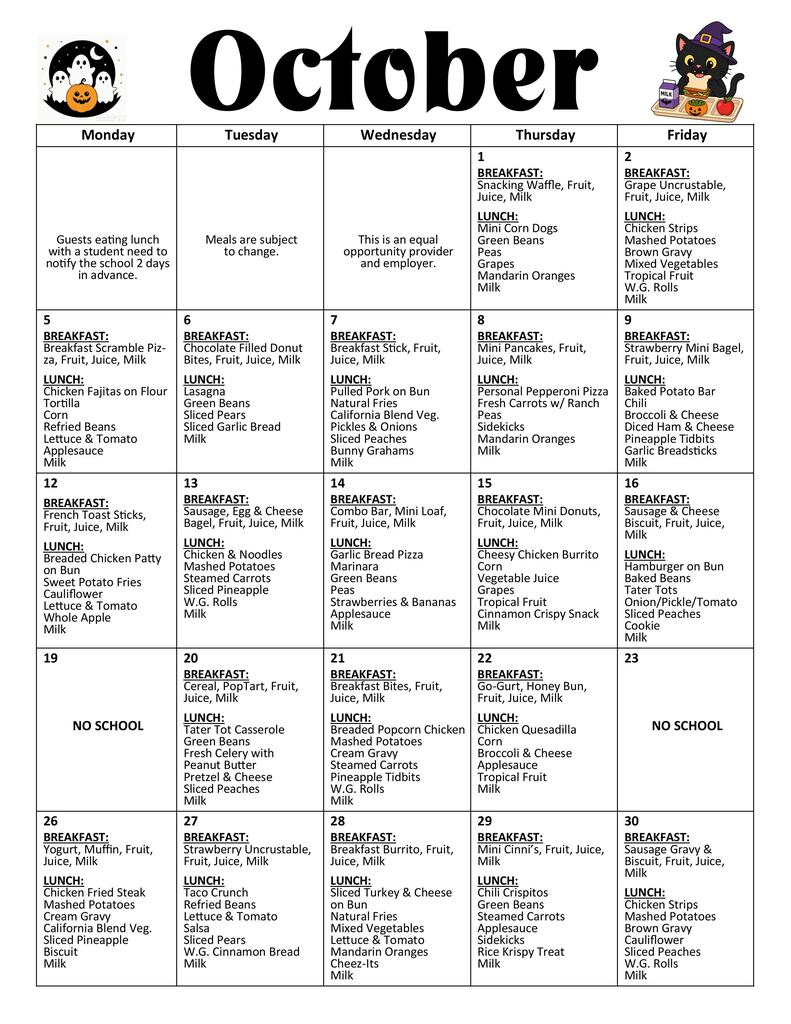 October Menu