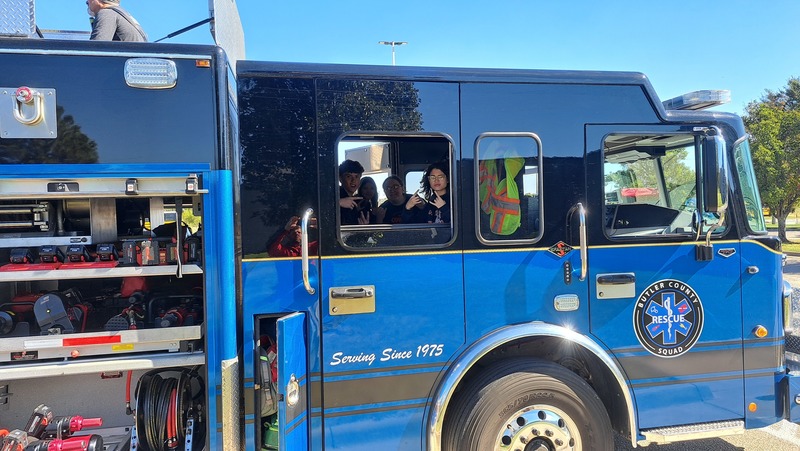 Students in Resue Truck