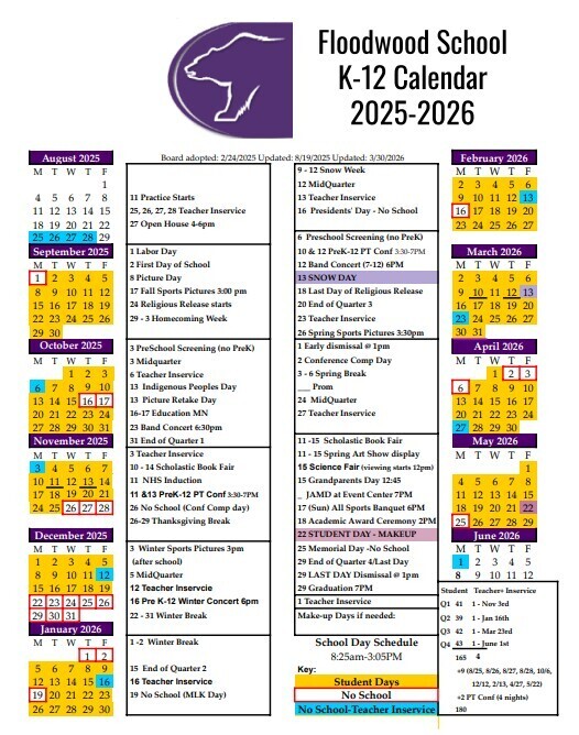 Updated Calendar