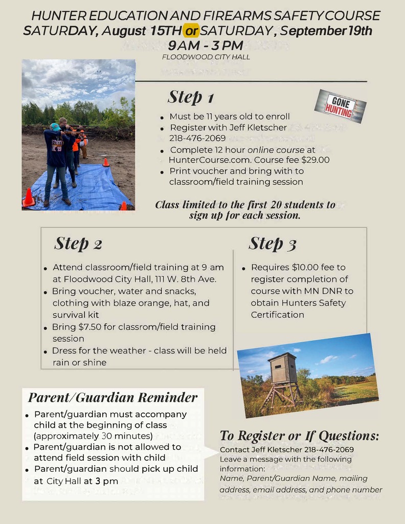 Hunter Education & Firearms Safety Course Flyer