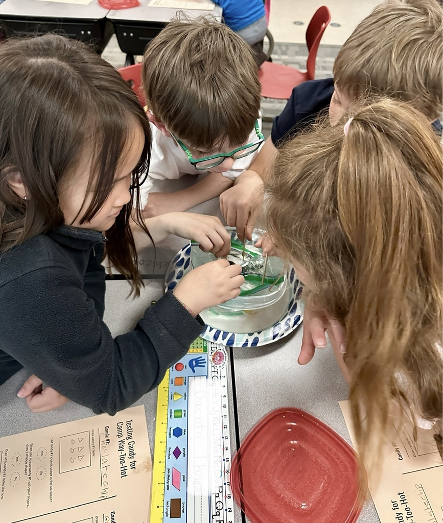 Students testing different candys' properties of meltability.