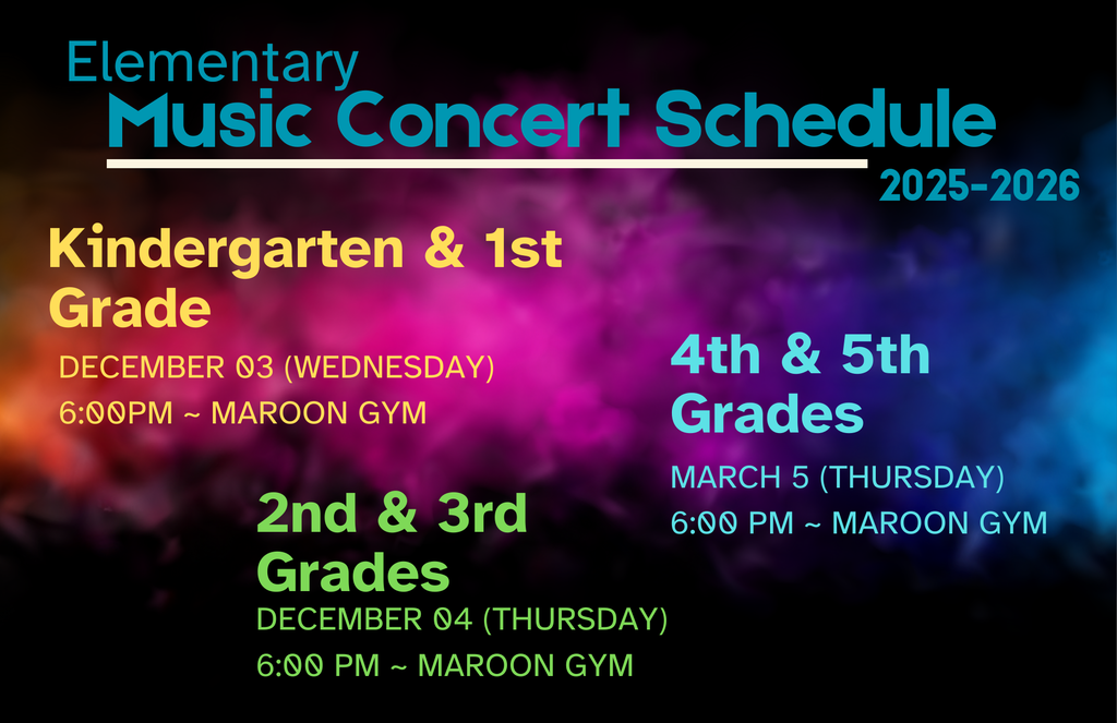 Elementary Music Program Schedule for 2025-2026