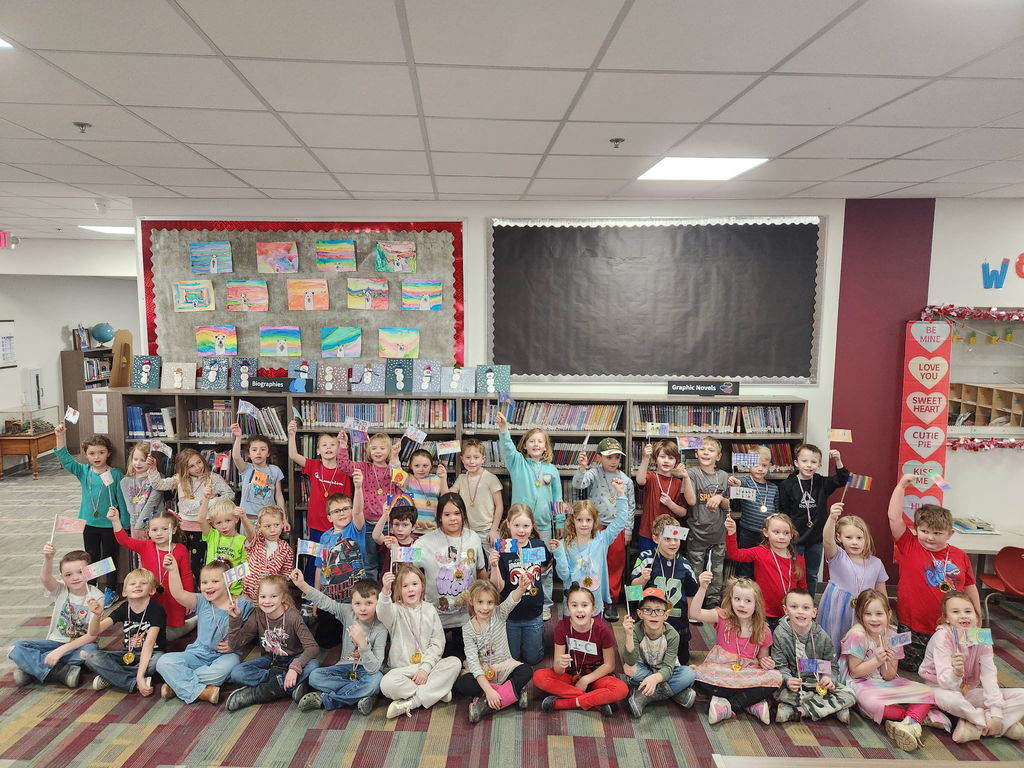 children waving flags