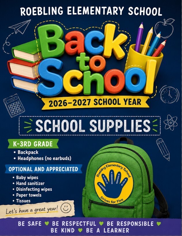 Roebling School Supplies needed