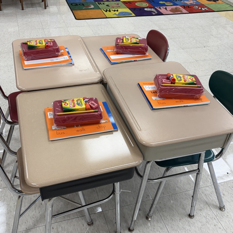 school supplies on a desk