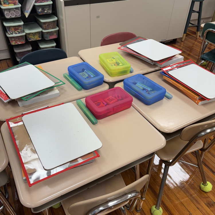 school supplies on a desk