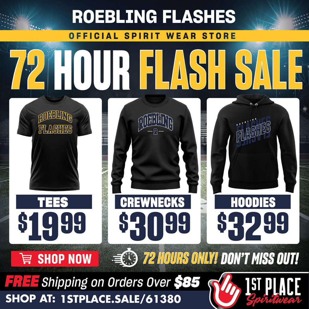 flyer of roebling spiritwear sale