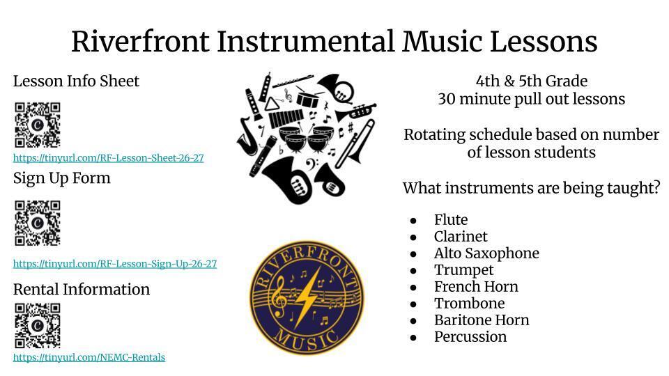 Riverfront offering pull out music lessons