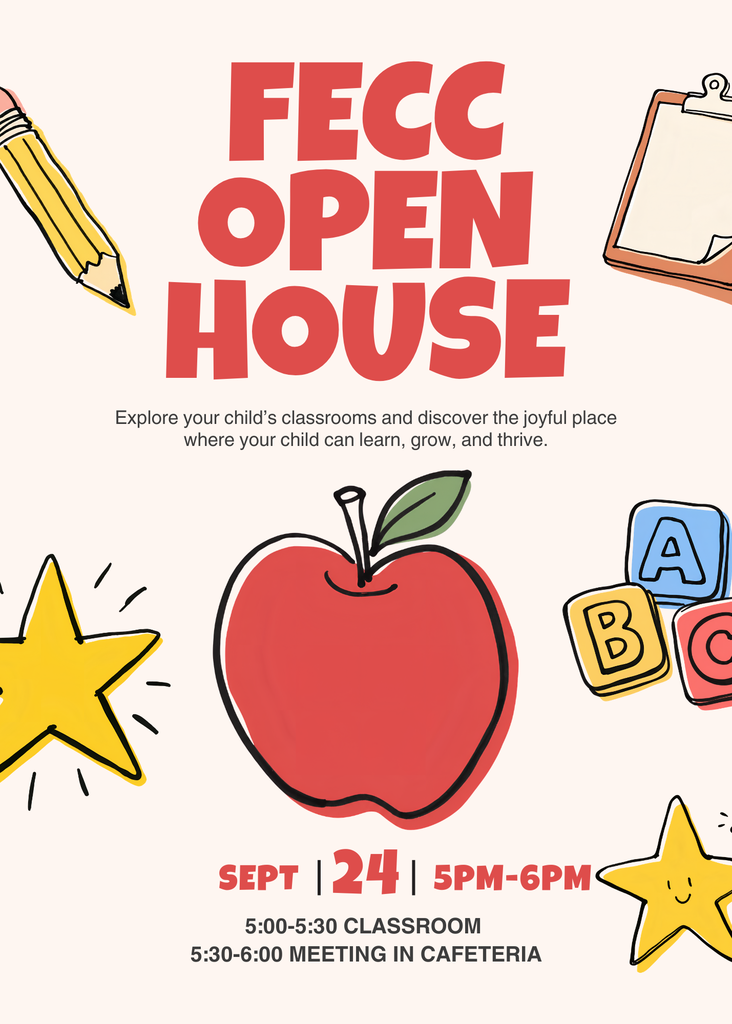 Reminder of FECC Open House set for Thursday, September 24 from 5:00-6:00pm