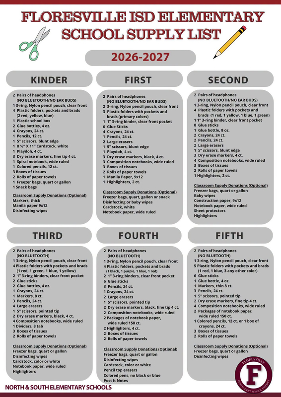 2026-2027 FNE School Supply Lists