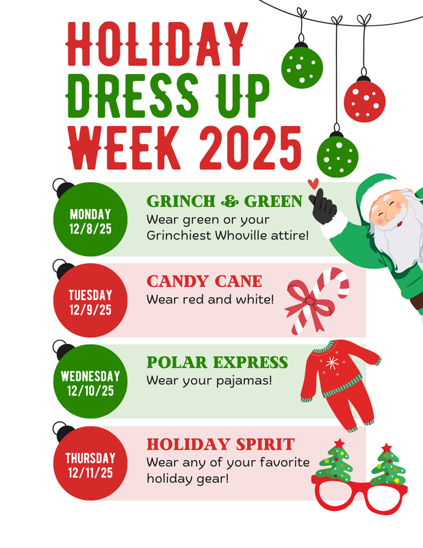 Holiday Dress Up Week 2025 Flyer