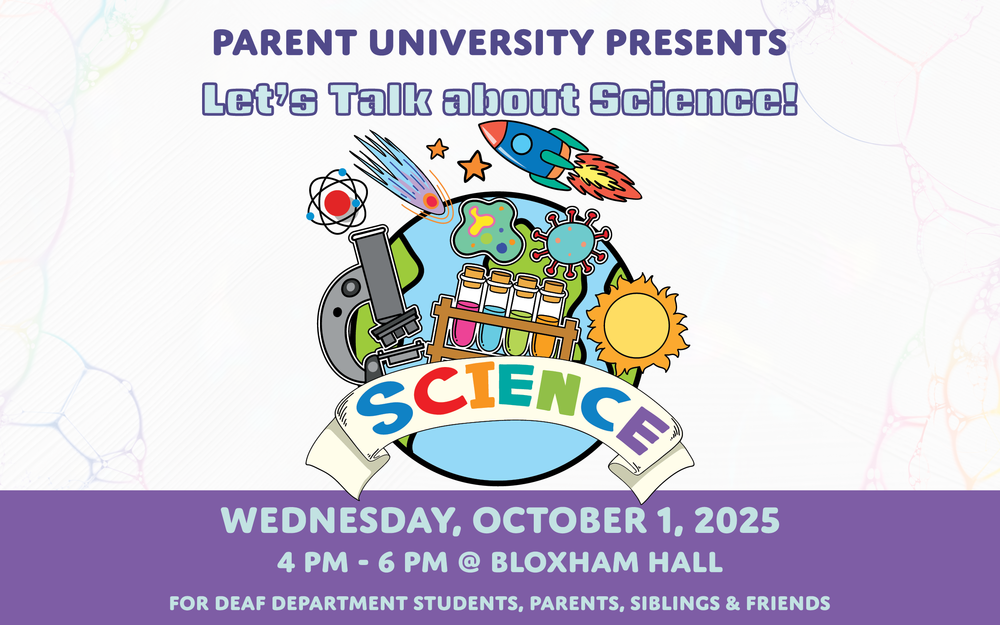 Parent University presents Let's Talk About Science! Graphic