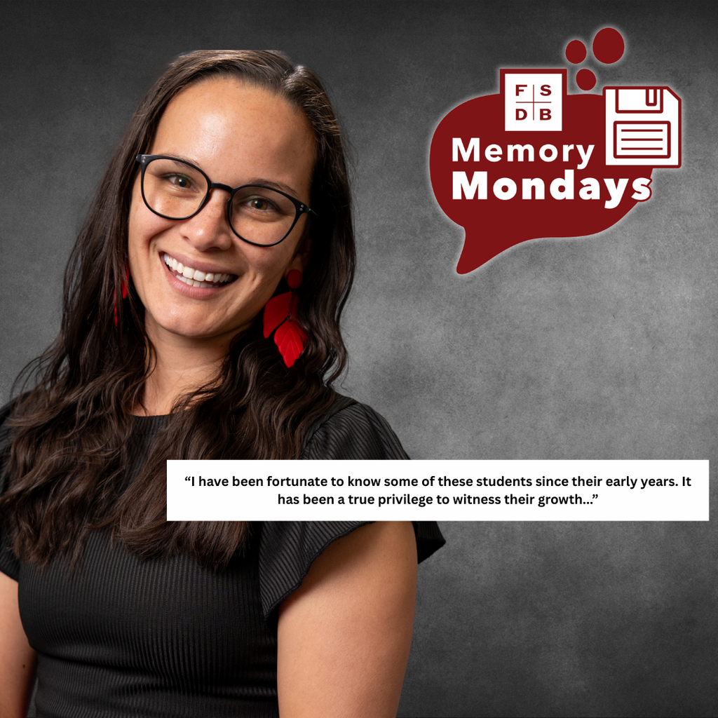 Jessie is wearing a black short sleeve shirt smiling for her photo with a silver background. Next to the photo is a text box says "I have been fortunate to know some of these students since their early years. It has been a true privilege to witness their growth..."