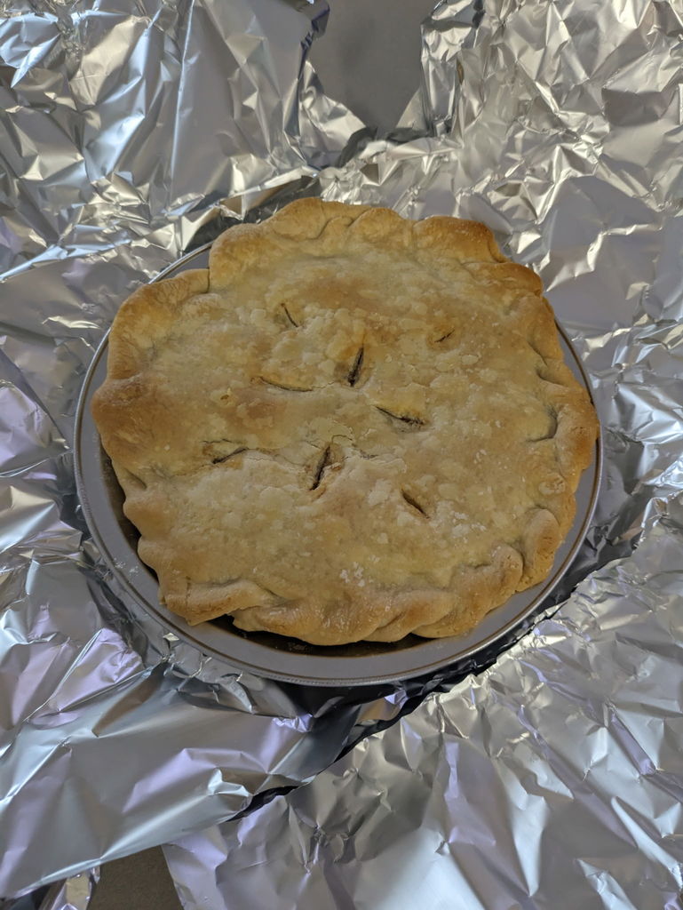 Up close picture of the top of the baked pie.