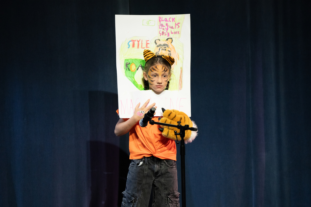A student dressed as a cheetah. 