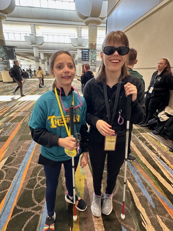 Arabella and Raelyn in the convention center