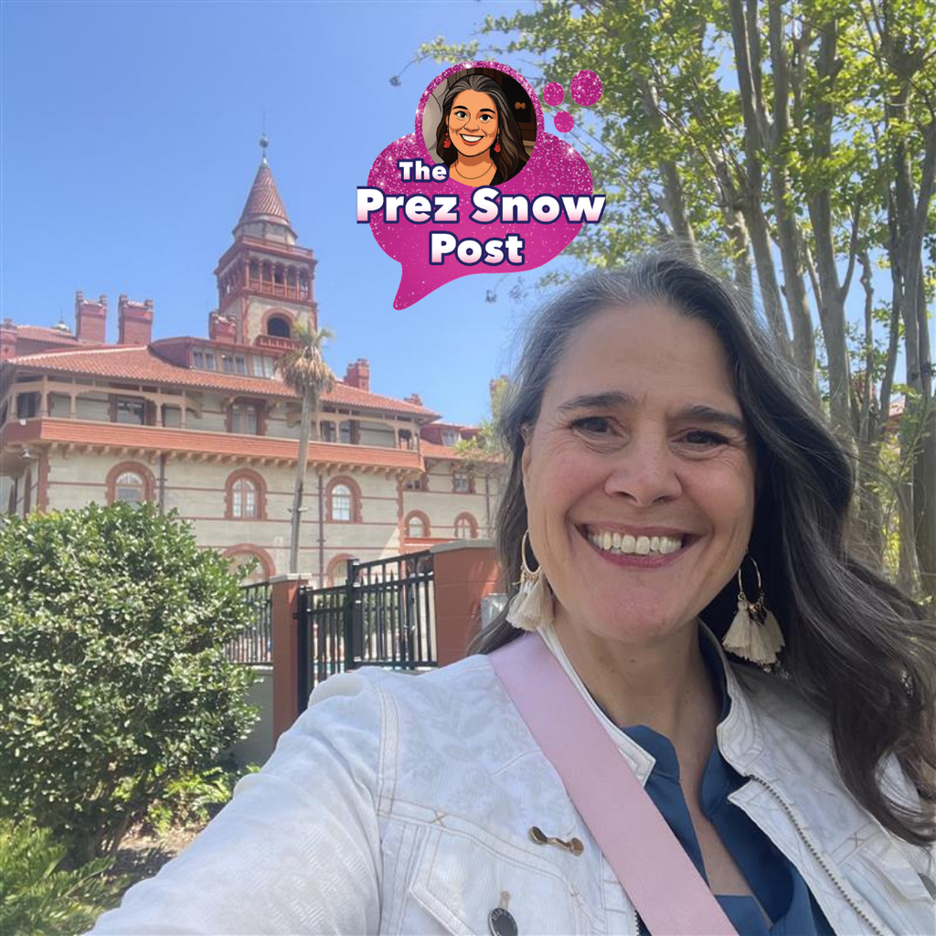 President Snow selfie taken in front of Flagler College’s iconic Ponce de León Hall, built in 1888 as the Hotel Ponce de León by Henry Flagler..