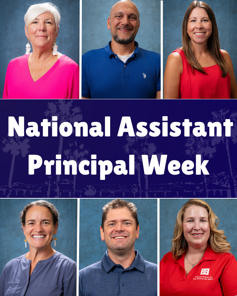 Six photos of the six assistant principals assigned to each department, with a blue graphic in the middle that says "National Assistant Principal Week"
