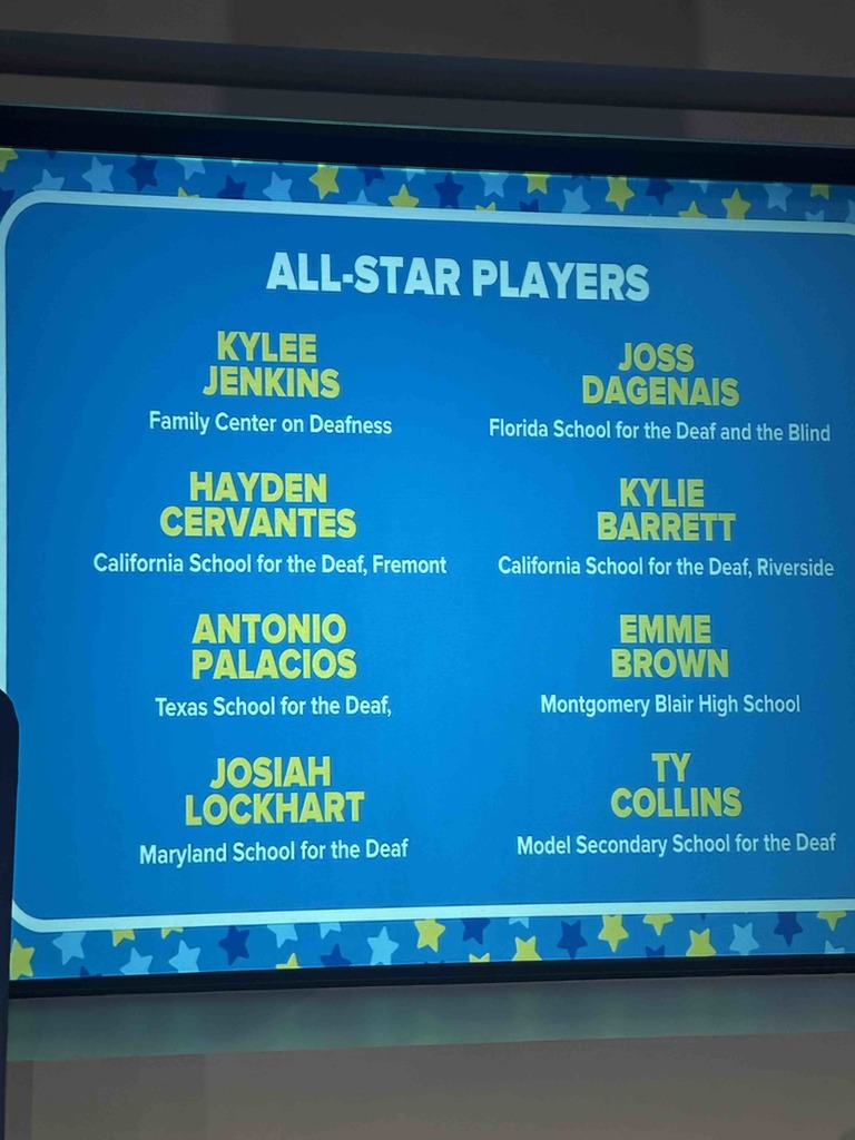 Close-up photo of the all-star players from each school, and Joss Dagenais, FSDB student, on the top right. 