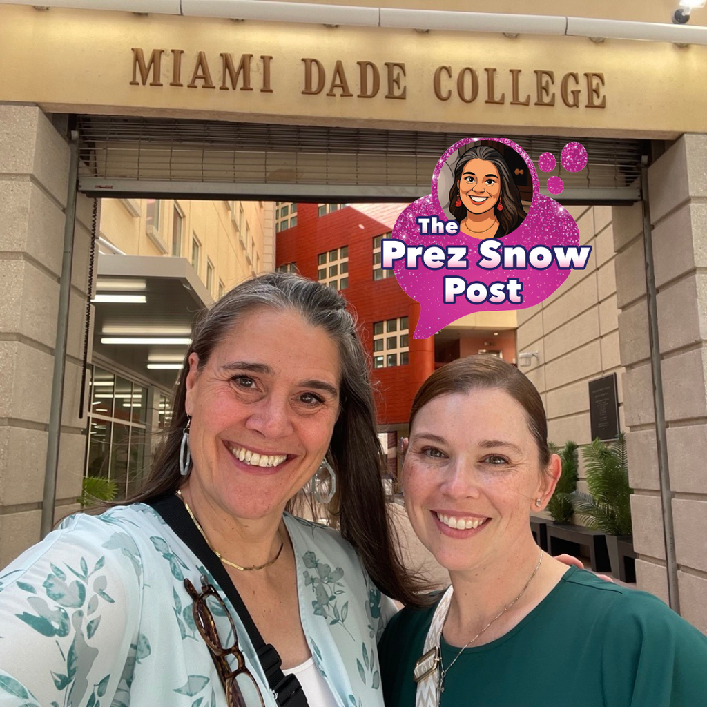 Photo of President Snow and Lieutenant Lagasse. standing underneath a Miami Dade College sign on their way to the Commissioner Summit’s reception.