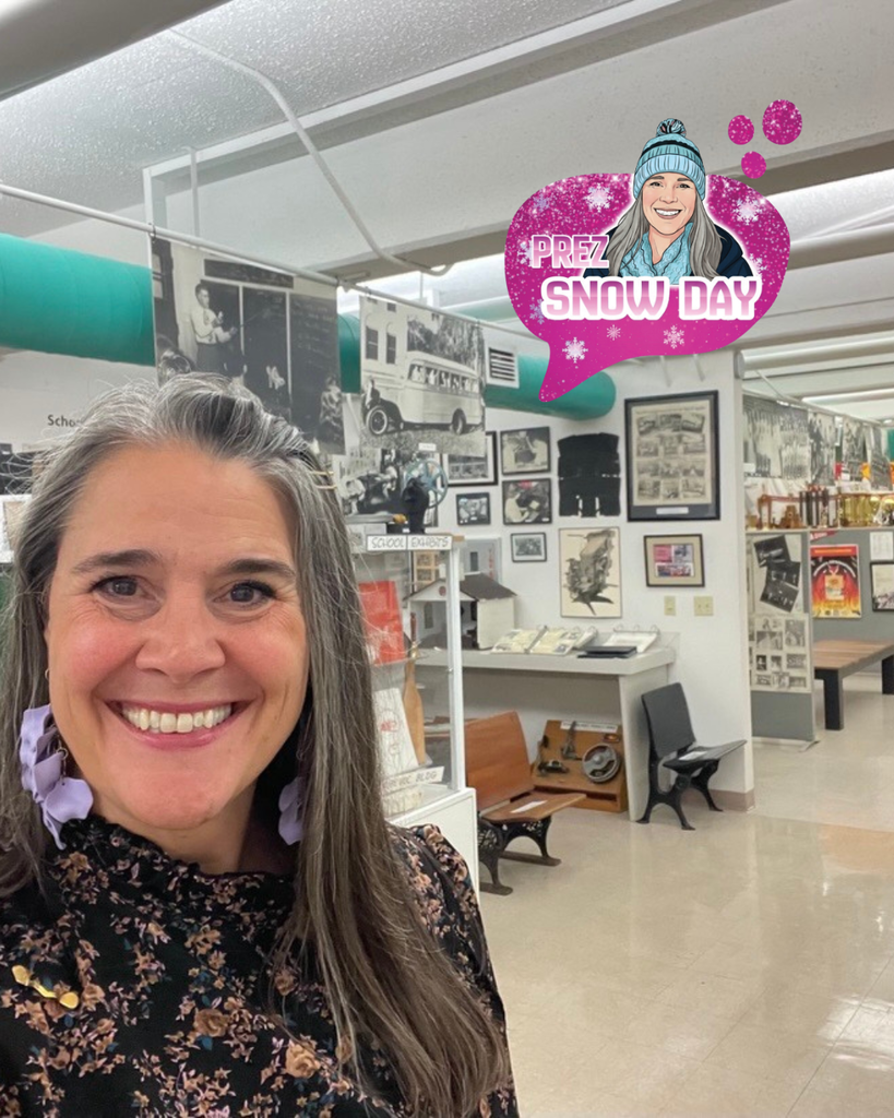 President Snow takes a selfie inside the FSDB Museum. 