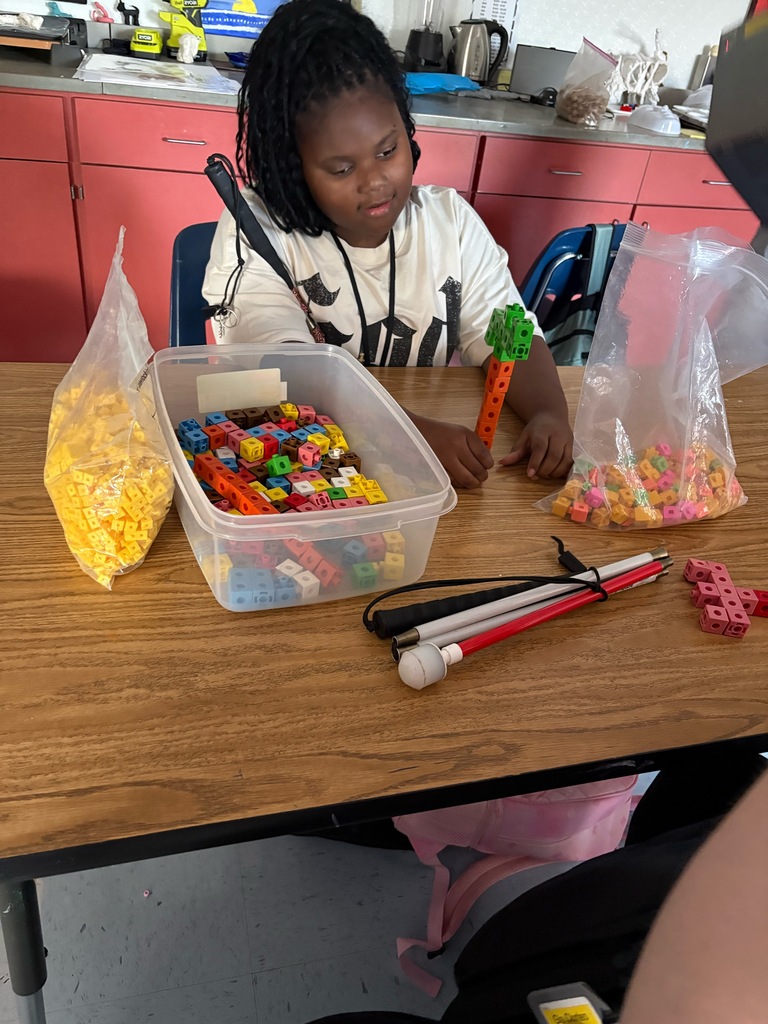 Takiah is building a tower with colorful cubes.