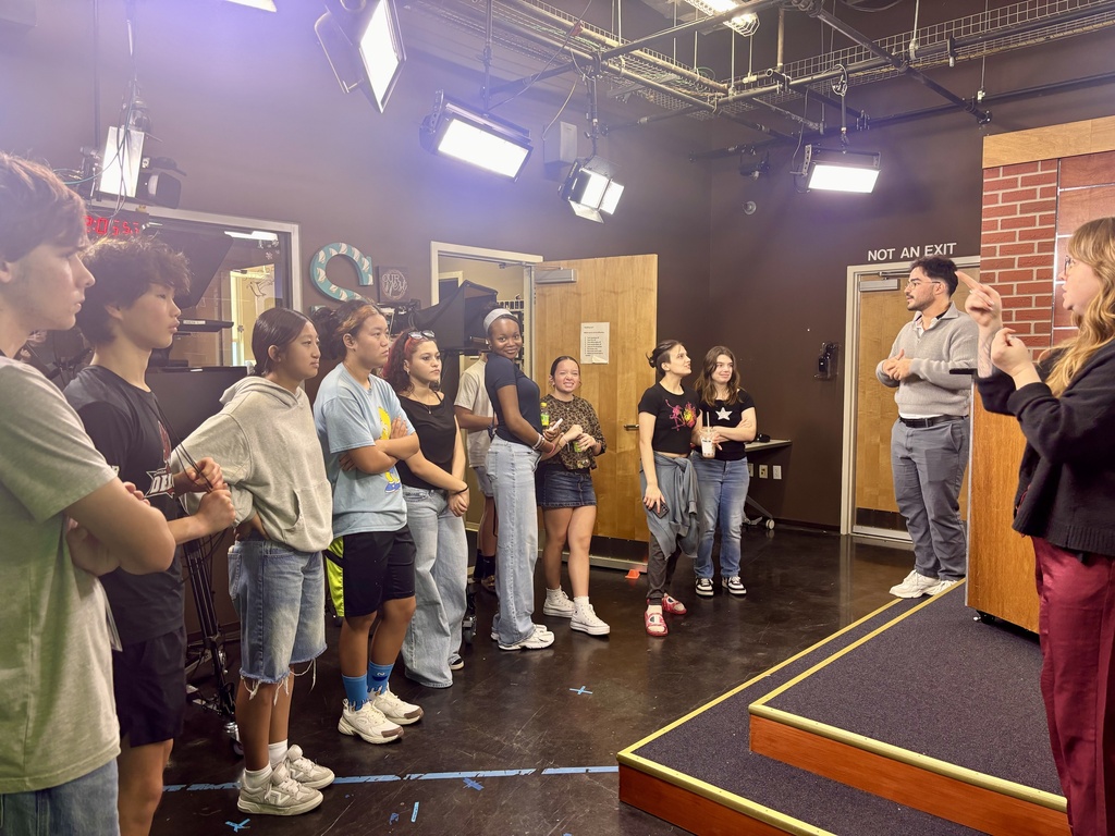 Students inside at TV studio at UNF.