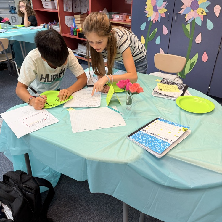Students looking over a menu 