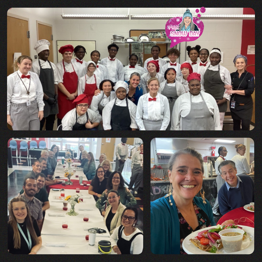 Three photo collage of the luncheon. 