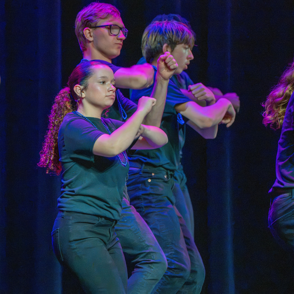 Dance Troupe performers dance on stage. 