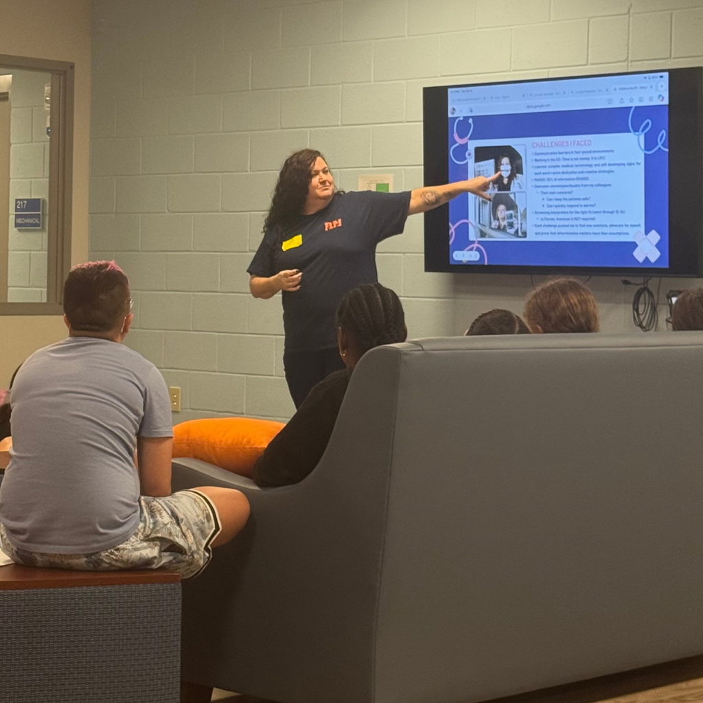 Guest speaker presents to the students. 