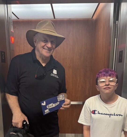Tim Slater and a student.