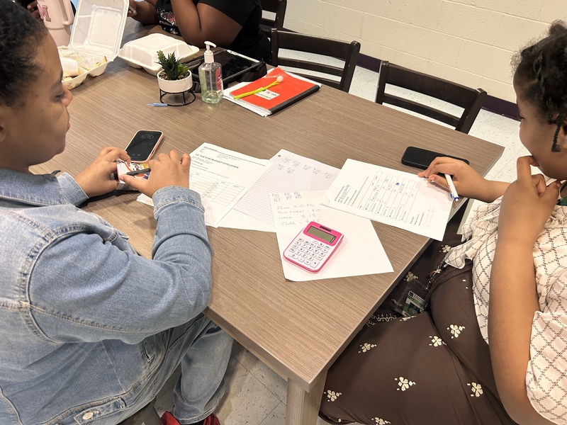 Student doing math homework.