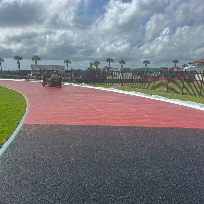 Painting the track red.
