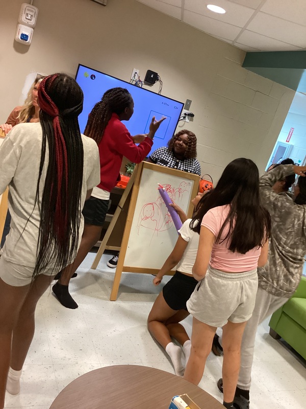 Students playing games.