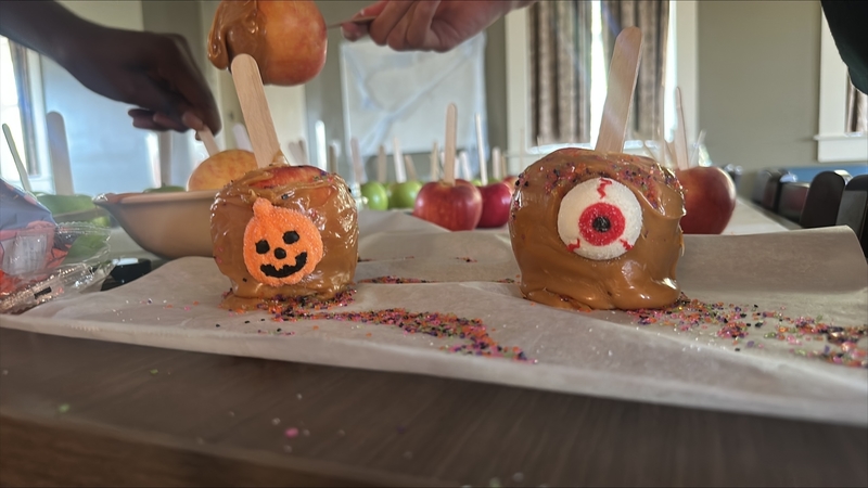 Halloween themed candied apples.