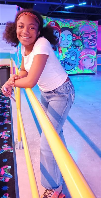 Middle School Student on Skating Rink Smiling