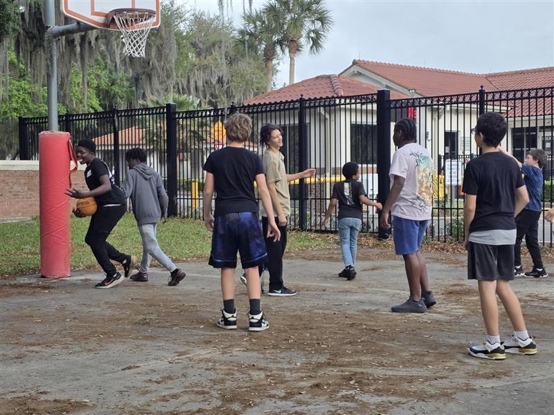 Group of boys playing basketball 