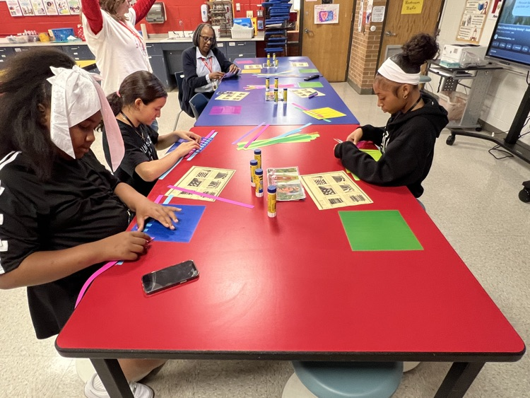 students at the table