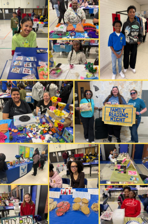 family reading night photo collage