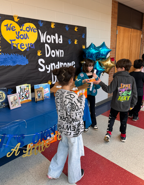 Students at world Down Syndrome Day celebration 