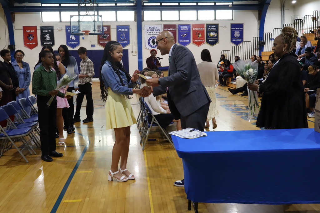 student getting an award