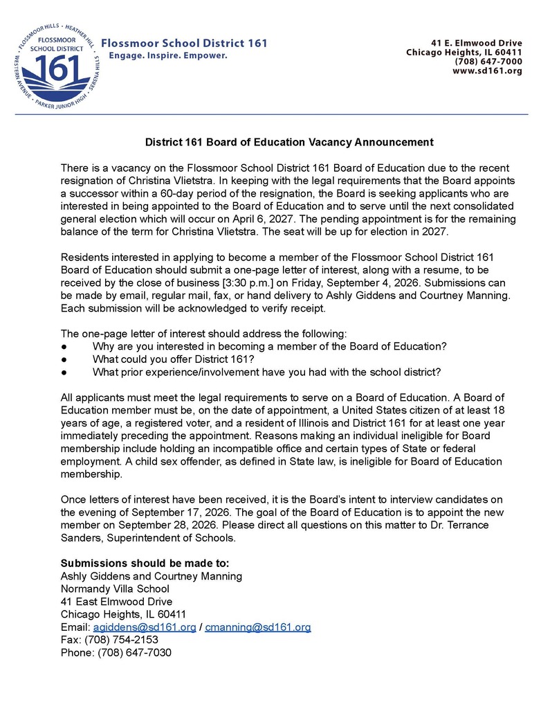 letter about board vacancy