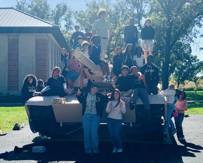 kids on a tank
