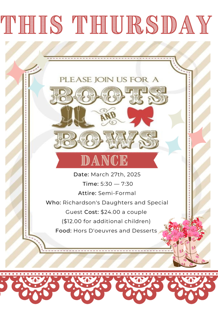 Boots and Bows Father Daughter Dance This THUSDAY