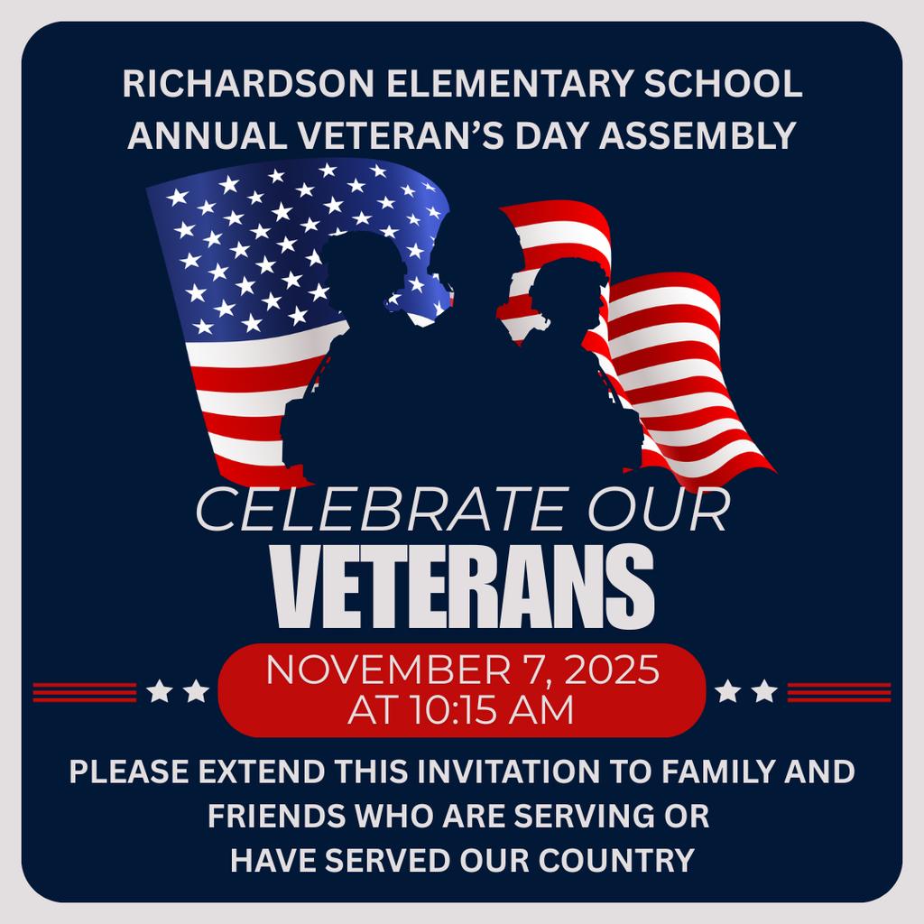 November 7 at 10:15 AM will be our Veteran's Assembly.