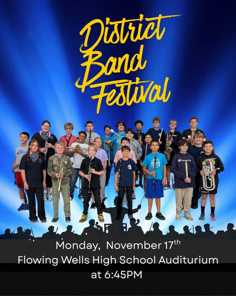 The District Band Festival will be performed tonight at the FWHS in the Auditorium at 6:45pm.