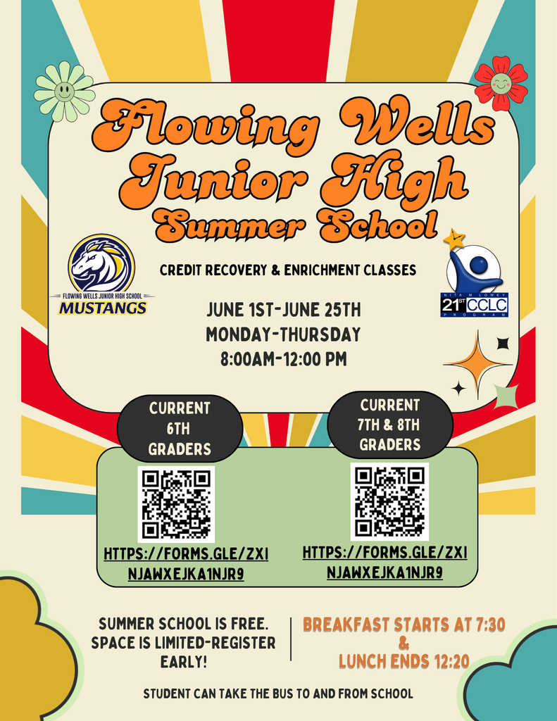Summer school Flyer. Credit recovery and Enrichment classes. June 1st through June 25th, monday's through thursday's 8 am to 12 pm.